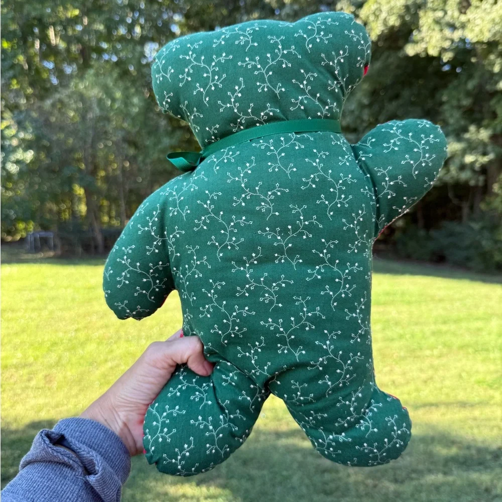 Vintage colorful patchwork handmade stuffed bear. - Picture 3 of 7